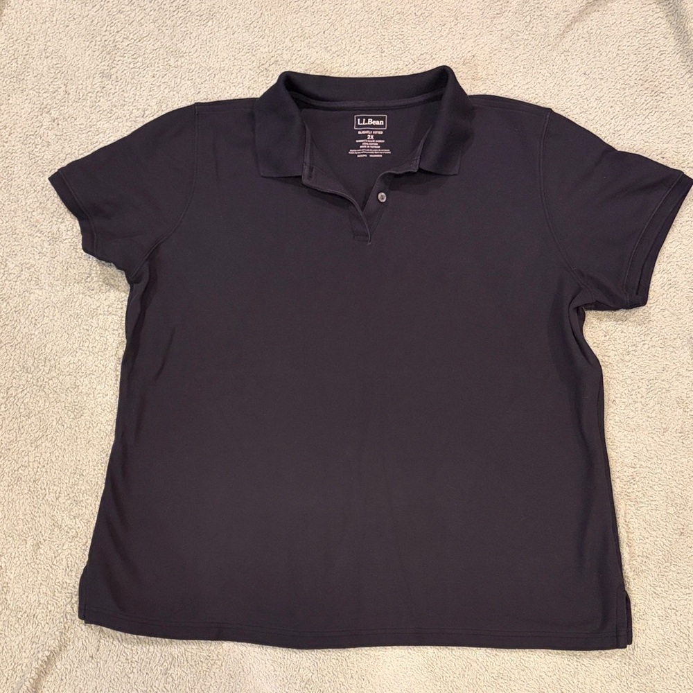 L.L. Bean Women's Slightly Fitted Black Short Sleeve Polo sz 2X